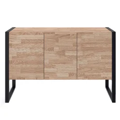 Buffet surélevé 110 cm OTTAWA 3 portes bois et noir design industriel