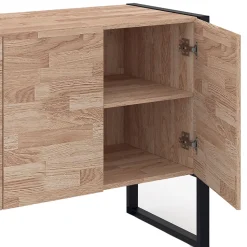 Buffet surélevé 110 cm OTTAWA 3 portes bois et noir design industriel