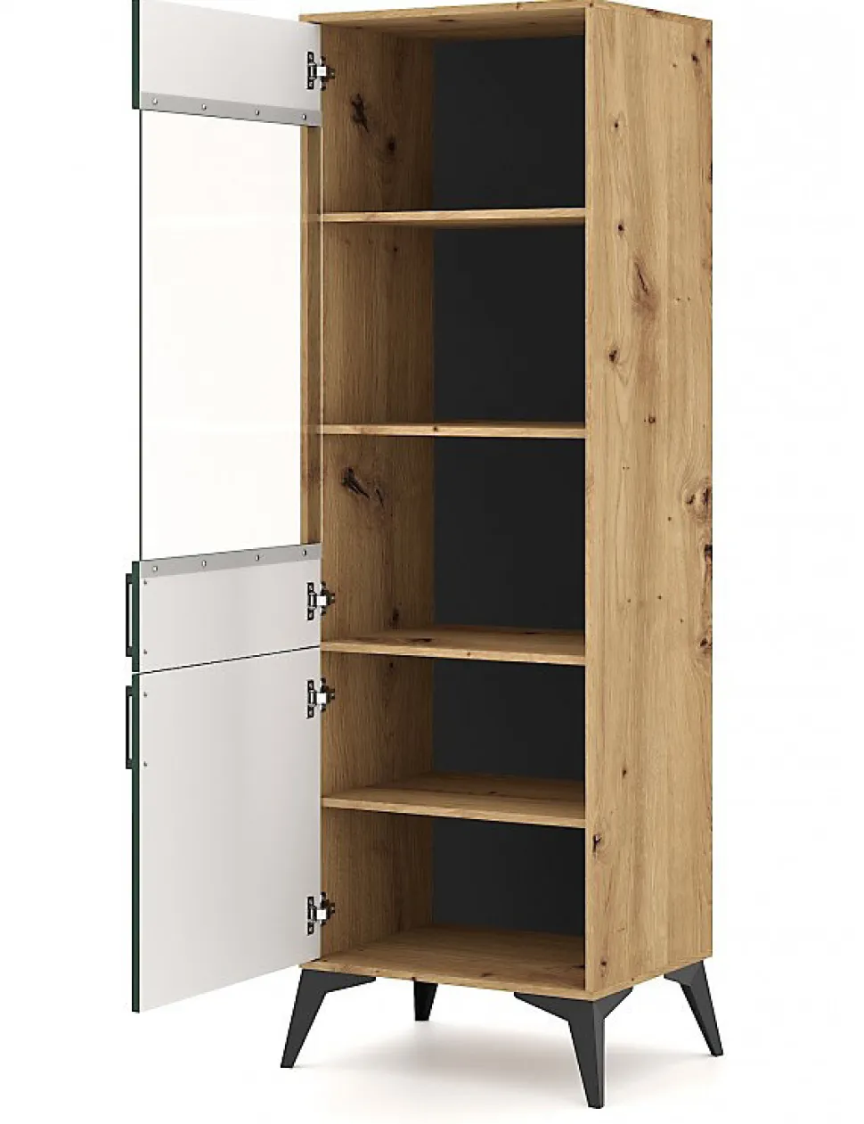 Buffet vaisselier à porte réversible LUGO coloris chêne vert 59,9x42x197,60 cm