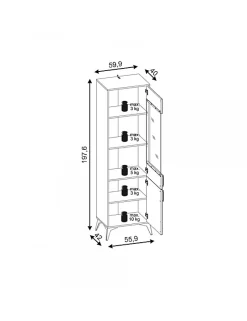 Buffet vaisselier à porte réversible LUGO coloris chêne vert 59,9x42x197,60 cm