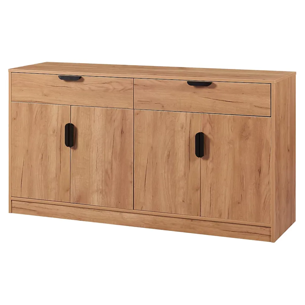 Buffet Varkaus MDF 75 x 140 x 40 cm effet chêne en.casa