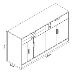 Buffet Varkaus MDF 75 x 140 x 40 cm effet chêne en.casa