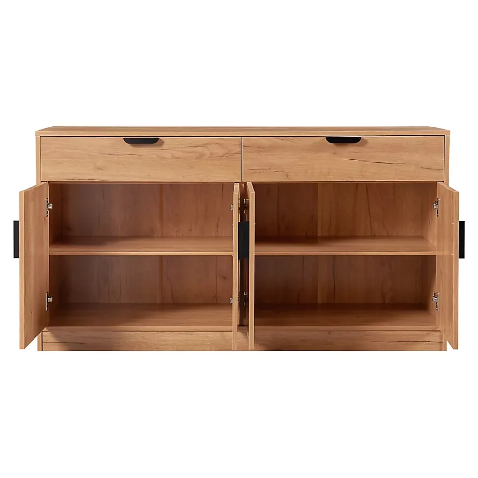 Buffet Varkaus MDF 75 x 140 x 40 cm effet chêne en.casa