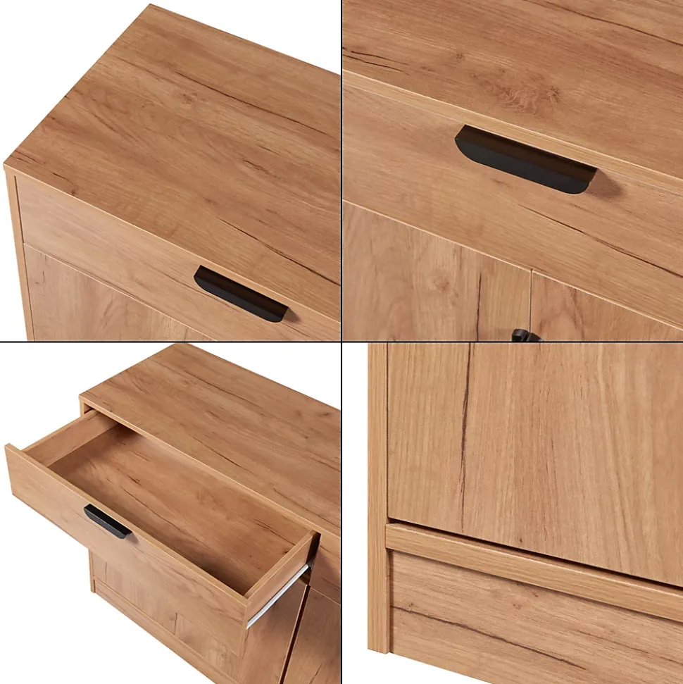 Buffet Varkaus MDF 75 x 140 x 40 cm effet chêne en.casa
