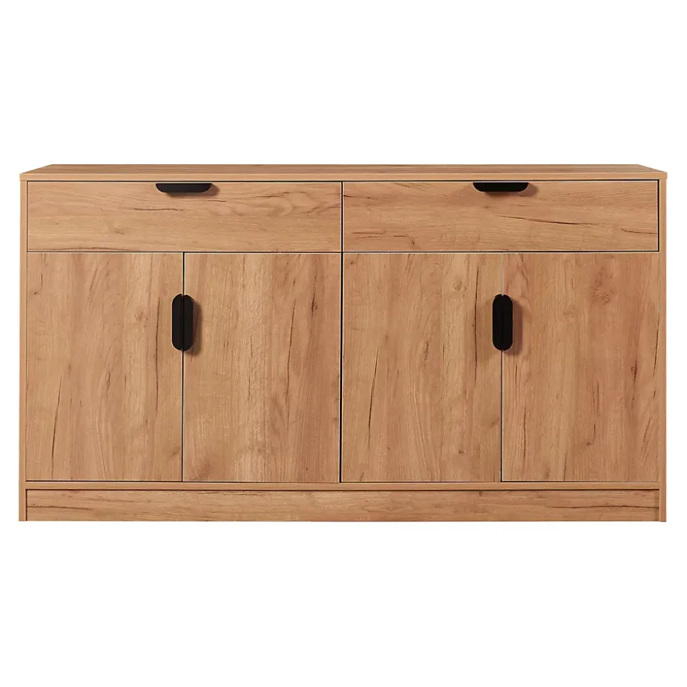 Buffet Varkaus MDF 75 x 140 x 40 cm effet chêne en.casa