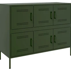 Buffet vert olive 100,5x39x79 cm acier vidaXL
