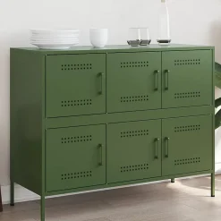 Buffet vert olive 100,5x39x79 cm acier vidaXL