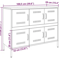Buffet vert olive 100,5x39x79 cm acier vidaXL