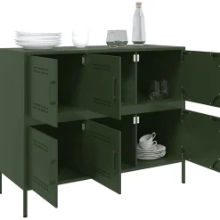 Buffet vert olive 100,5x39x79 cm acier vidaXL