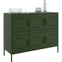 Buffet vert olive 100,5x39x79 cm acier vidaXL
