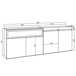 Buffet 200x35x75cm feu led sans chaleur couleur noir