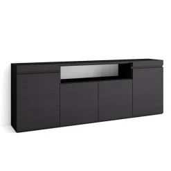 Buffet 200x35x75cm meuble à chaussures couleur noir