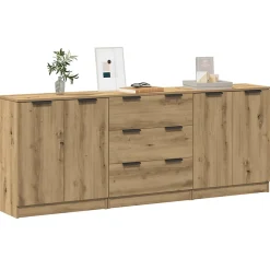 Buffets 3 pcs chêne artisanal 60x30x70 cm bois d'ingénierie vidaXL