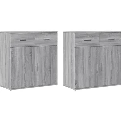 Buffets 2 pcs sonoma gris 79x38x80 cm bois d'ingénierie vidaXL