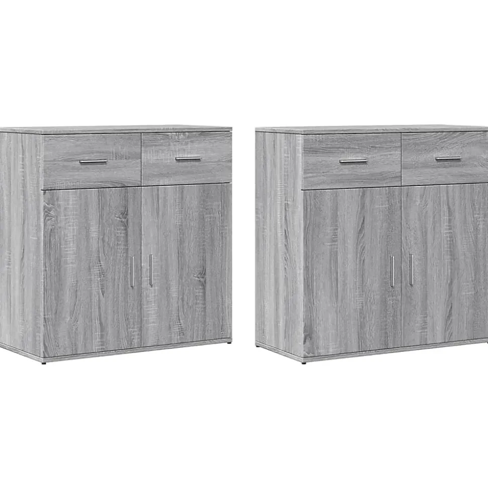 Buffets 2 pcs sonoma gris 79x38x80 cm bois d'ingénierie vidaXL