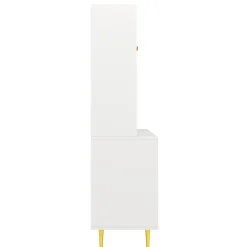Buffets Hauts - Vaisselier Moderne avec Portes Vitrées et Rangement pour Cuisine, MDF et Métal, 145x39x171 cm, Blanc