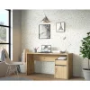 Bureau 140 cm et caisson décor bois chêne et gris foncé mat - ODYSSÉE