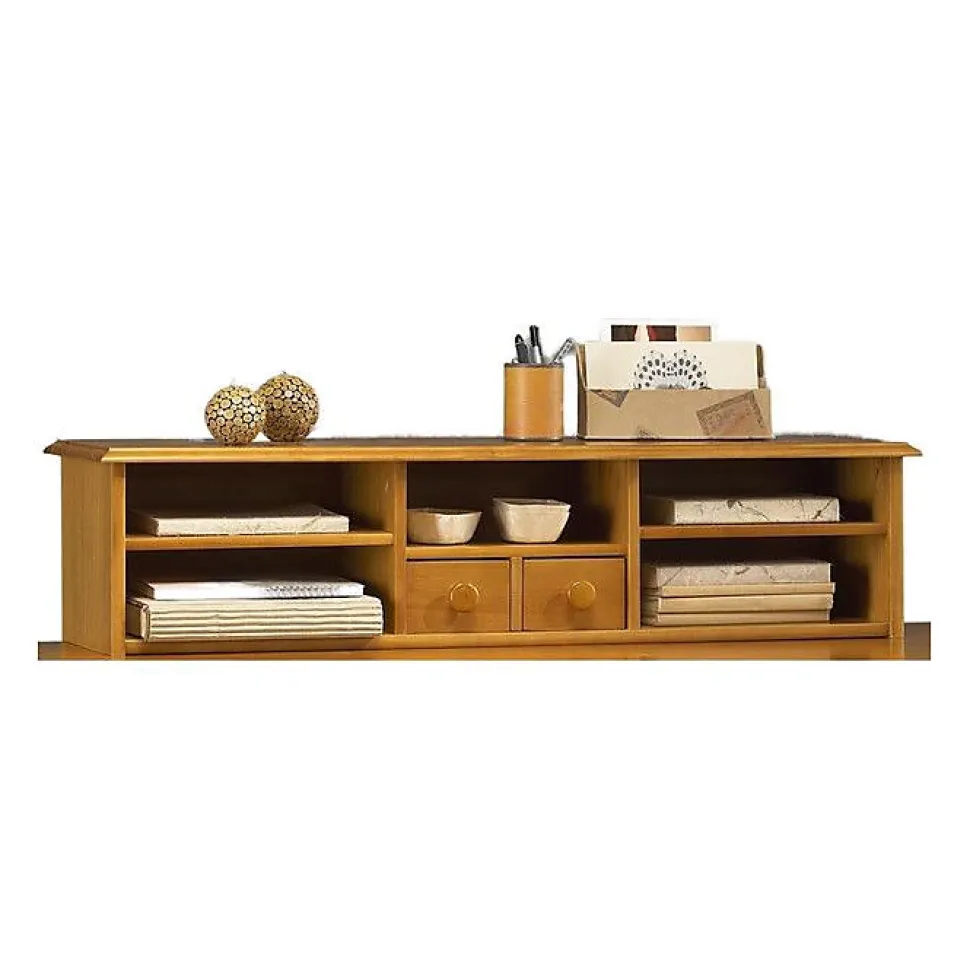 Bureau - Pin - Ministre - 11 Tiroirs - 5 Niches - Style Anglais