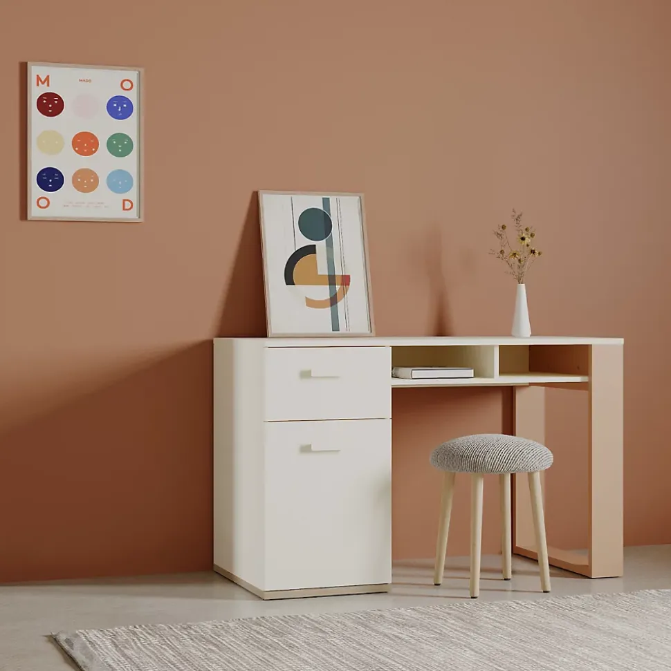 Bureau 1 Porte 1 Tiroir et 2 Niches L120 cm - CAMILLIA