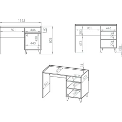Bureau 1 porte Alycia Beige et Rose