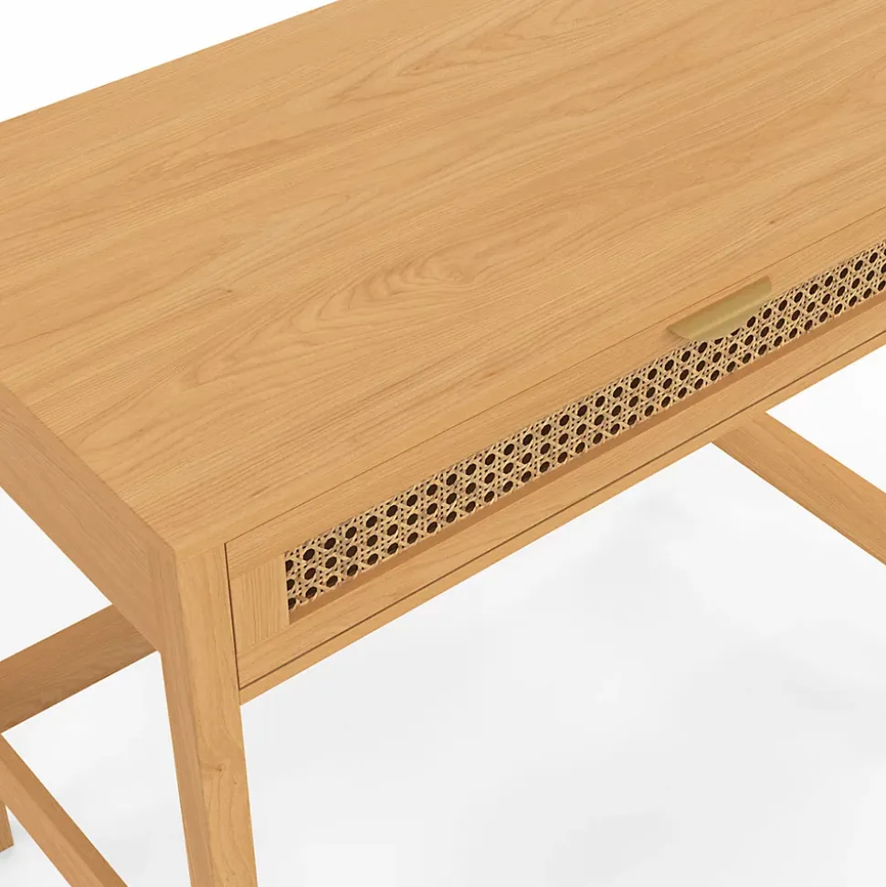 Bureau 1 tiroir EDHEN bois et cannage