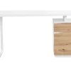 Bureau 1 tiroir et 1 porte - MDF et acier - Coloris : Naturel et blanc - GOTAMA
