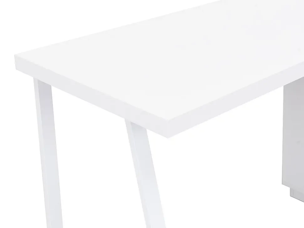 Bureau 1 tiroir et 1 porte - MDF et acier - Coloris : Naturel et blanc - GOTAMA