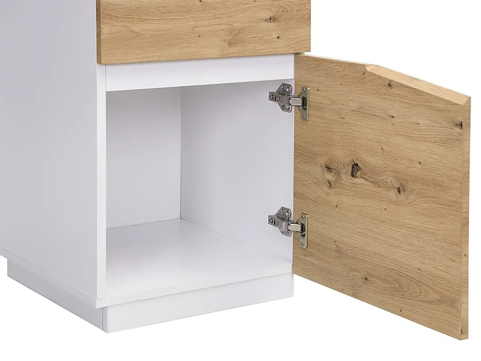 Bureau 1 tiroir et 1 porte - MDF et acier - Coloris : Naturel et blanc - GOTAMA
