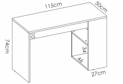 Bureau 1 tiroir coloris naturel/blanc - Longueur 115 x Profondeur 50 x Hauteur 74 cm