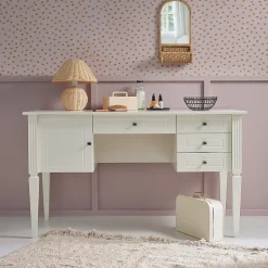 Bureau 4 tiroirs 1 porte Bellamy Ines - Blanc