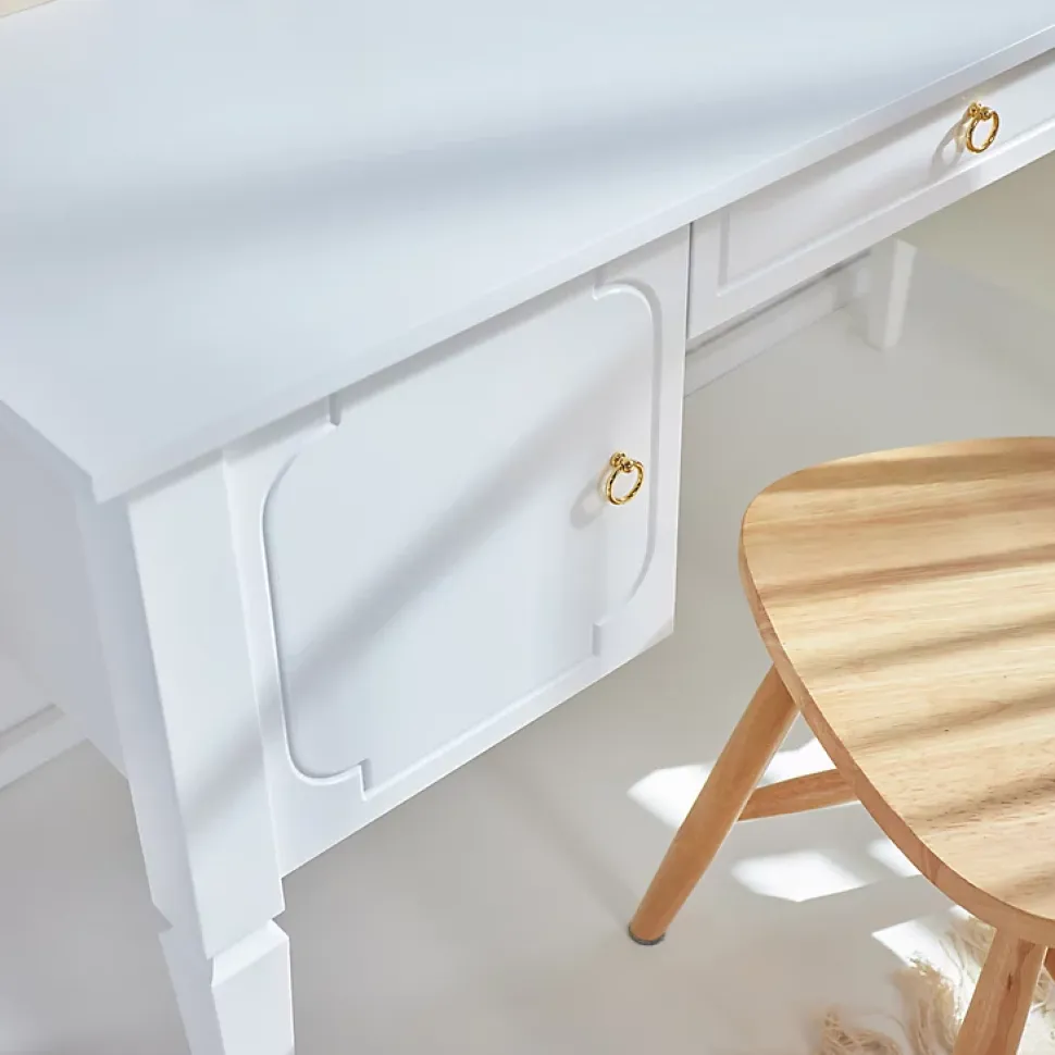 Bureau 4 tiroirs 1 porte Bellamy Royal - Blanc