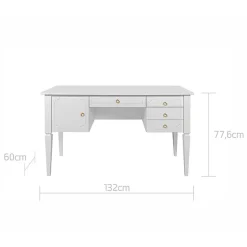 Bureau 4 tiroirs 1 porte Bellamy Royal - Blanc