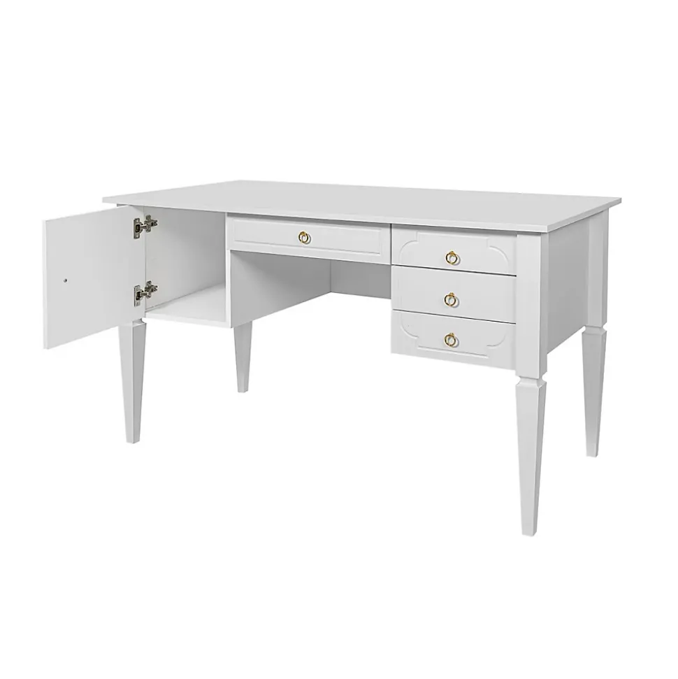 Bureau 4 tiroirs 1 porte Bellamy Royal - Blanc