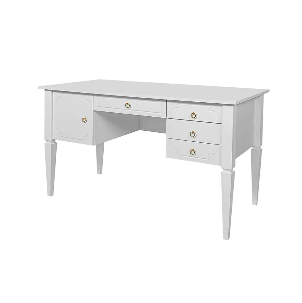 Bureau 4 tiroirs 1 porte Bellamy Royal - Blanc
