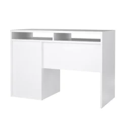 Bureau Abbadu, Pupitre polyvalent, Table de bureau pour PC, Plan de travail, 110x48 h77 cm, Blanc