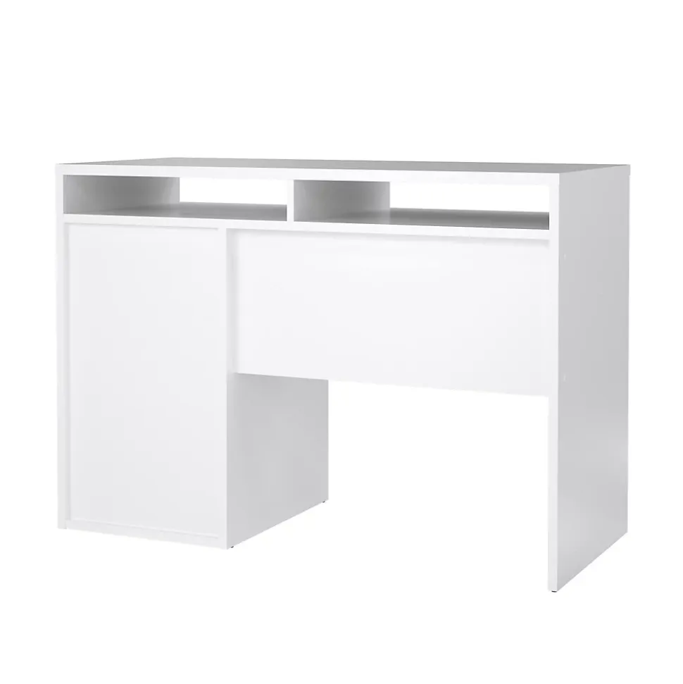 Bureau Abbadu, Pupitre polyvalent, Table de bureau pour PC, Plan de travail, 110x48 h77 cm, Blanc