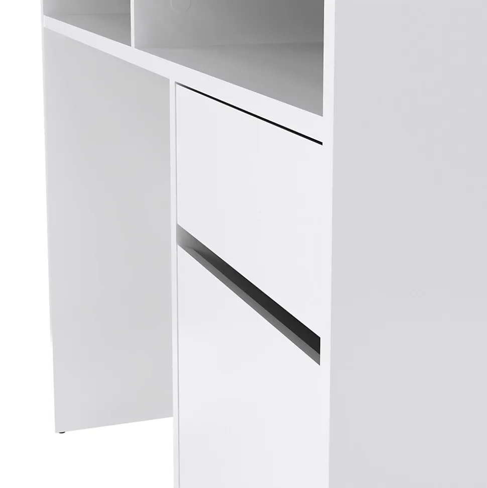 Bureau Abbadu, Pupitre polyvalent, Table de bureau pour PC, Plan de travail, 110x48 h77 cm, Blanc