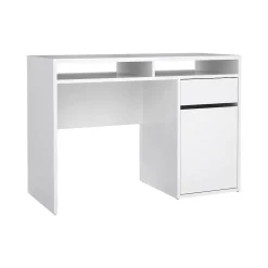 Bureau Abbadu, Pupitre polyvalent, Table de bureau pour PC, Plan de travail, 110x48 h77 cm, Blanc