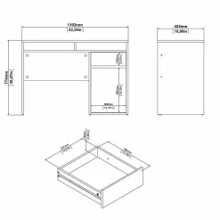 Bureau Abbadu, Pupitre polyvalent, Table de bureau pour PC, Plan de travail, 110x48 h77 cm, Blanc