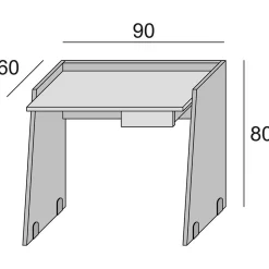 Bureau Abulele, Bureau moderne avec tiroir, Table d'étude ou de bureau, Porte-livre PC, 100% Made in Italy, 90x60h80 cm, Blanc