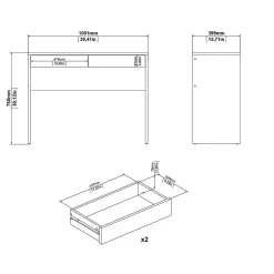 Bureau Acero, Pupitre polyvalent, Table de bureau pour PC, Plan de travail, 100x40 h77 cm, Chêne clair