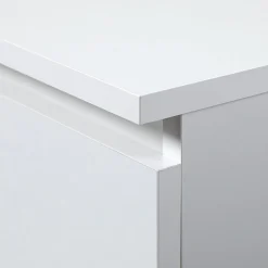 Bureau AKORD d'angle droit B16 Blanc 124 cm 3 tiroirs façade Blanche 2 étagères 124x85x77 cm