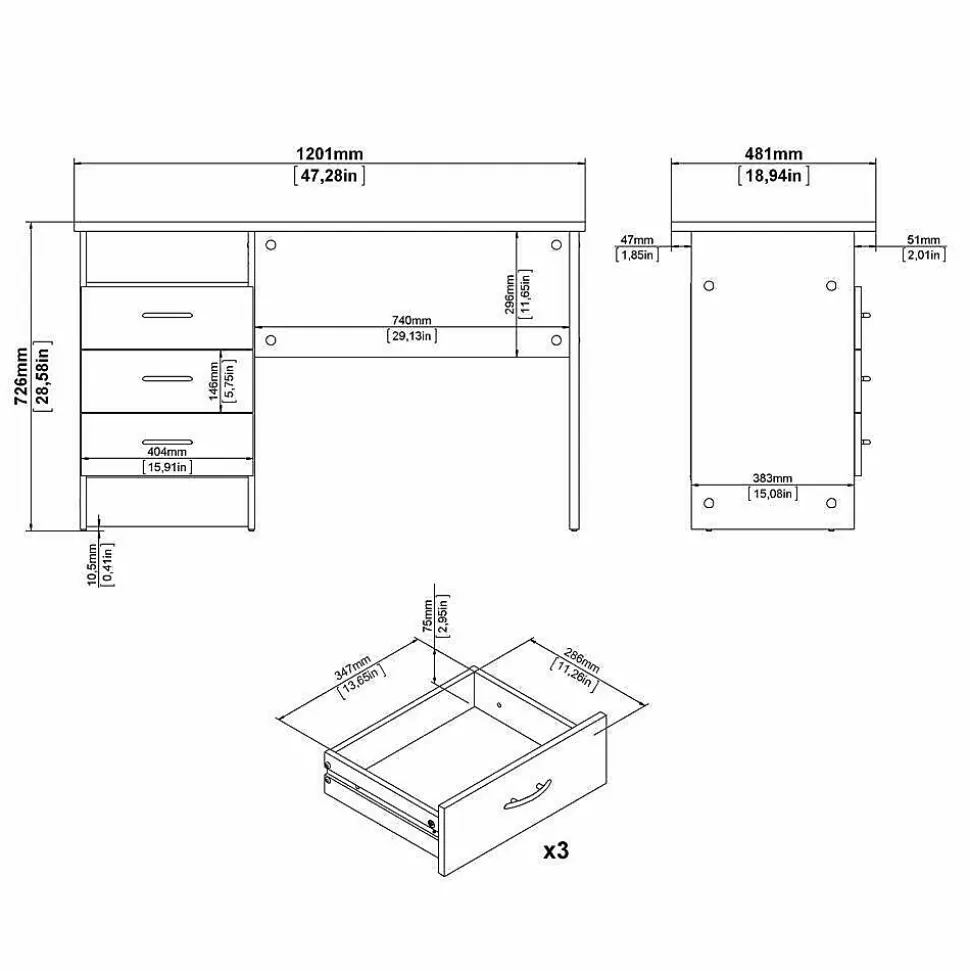 Bureau Andre, Pupitre polyvalent, Table de bureau pour PC, Plan de travail, 120x48 h72 cm, Chêne