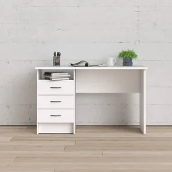 Bureau Andre, Pupitre polyvalent, Table de bureau pour PC, Plan de travail, 120x48 h72 cm, Blanc