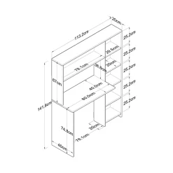 Bureau Arapaho, Pupitre polyvalent, Table de bureau pour PC, Plan de travail, 113x40h142 cm, Blanc