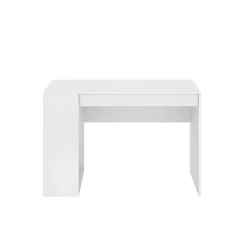 Bureau Arianella, Pupitre polyvalent, Table de bureau pour PC, Plan de travail, 115x50 h74 cm, Blanc
