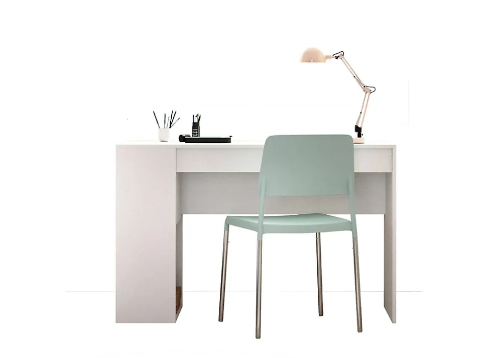 Bureau Arianella, Pupitre polyvalent, Table de bureau pour PC, Plan de travail, 115x50 h74 cm, Blanc