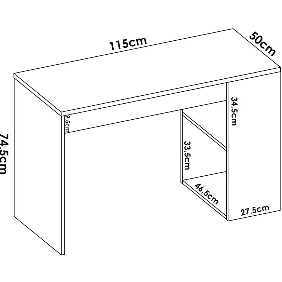 Bureau Arianella, Pupitre polyvalent, Table de bureau pour PC, Plan de travail, 115x50 h74 cm, Blanc