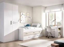 Bureau Arianella, Pupitre polyvalent, Table de bureau pour PC, Plan de travail, 115x50 h74 cm, Blanc