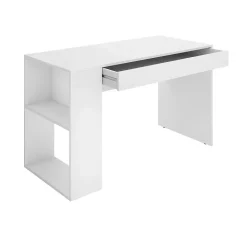 Bureau Arianella, Pupitre polyvalent, Table de bureau pour PC, Plan de travail, 115x50 h74 cm, Blanc